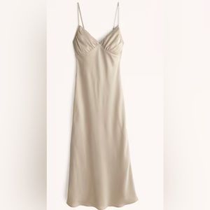Cream satin slip midi dress from Abercrombie and Fitch